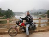 A biker touring through Vietnam